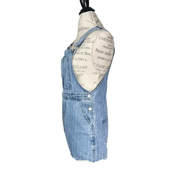 Madewell | Women | Pinyon Pinstripe Denim Short Overall Shortalls | Size XS - Picture 4 of 12